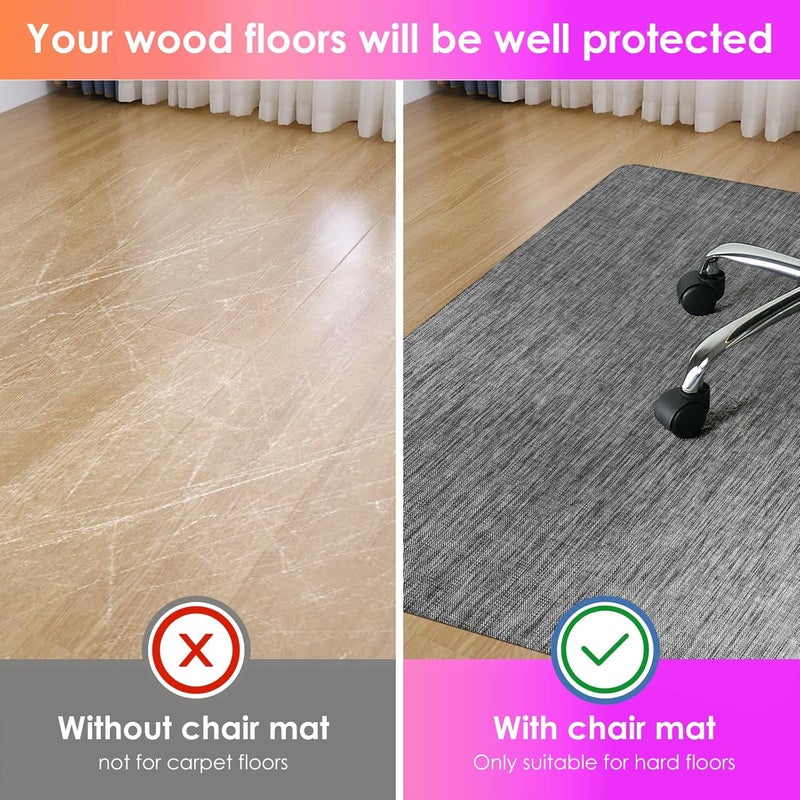Azadx Office Chair Mat for Hardwood Floor 40" x 48" Heavy Duty Chair Mat for Hardwood Floors Slip Resistant Floor Protector for Home Office Computer Desk Chair Mat for Rolling Chairs, Dark Grey - Image 3